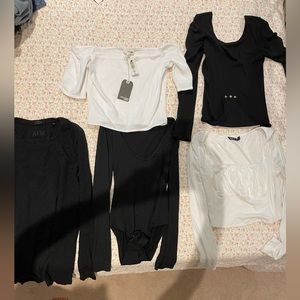 Lot of 5 black and white tops